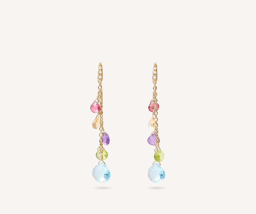 PARADISE 18K Yellow Gold Gemstone Earrings With Diamonds, Medium OB1743-AB_MIX01T_Y_02