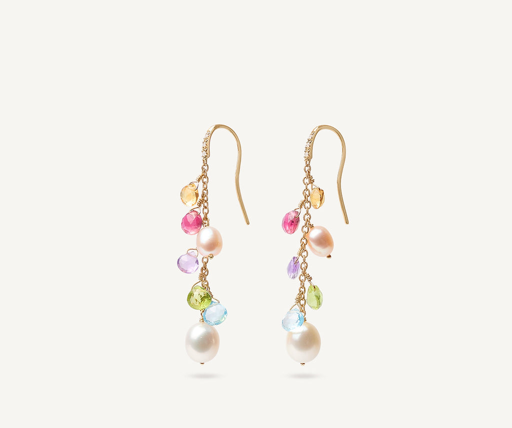 PARADISE 18K Yellow Gold Gemstone Earrings with Freshwater Pearls & Diamond Accent OB1777-AB_MIX114_Y_02