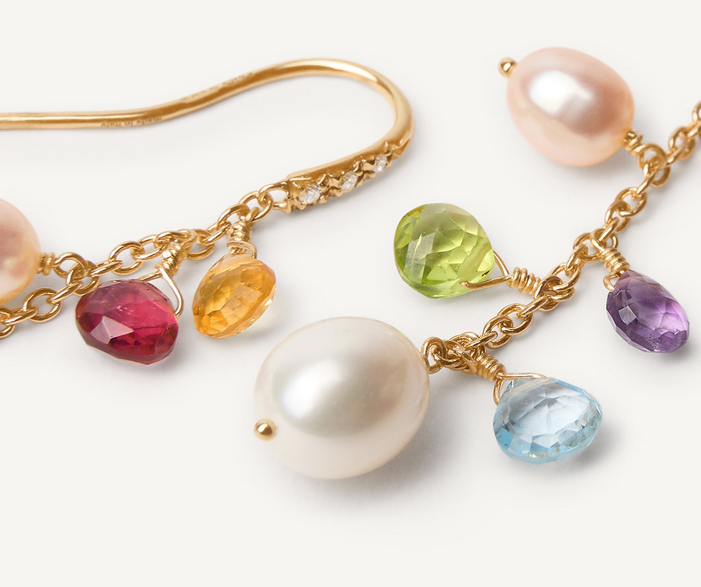 PARADISE 18K Yellow Gold Gemstone Earrings with Freshwater Pearls & Diamond Accent OB1777-AB_MIX114_Y_02