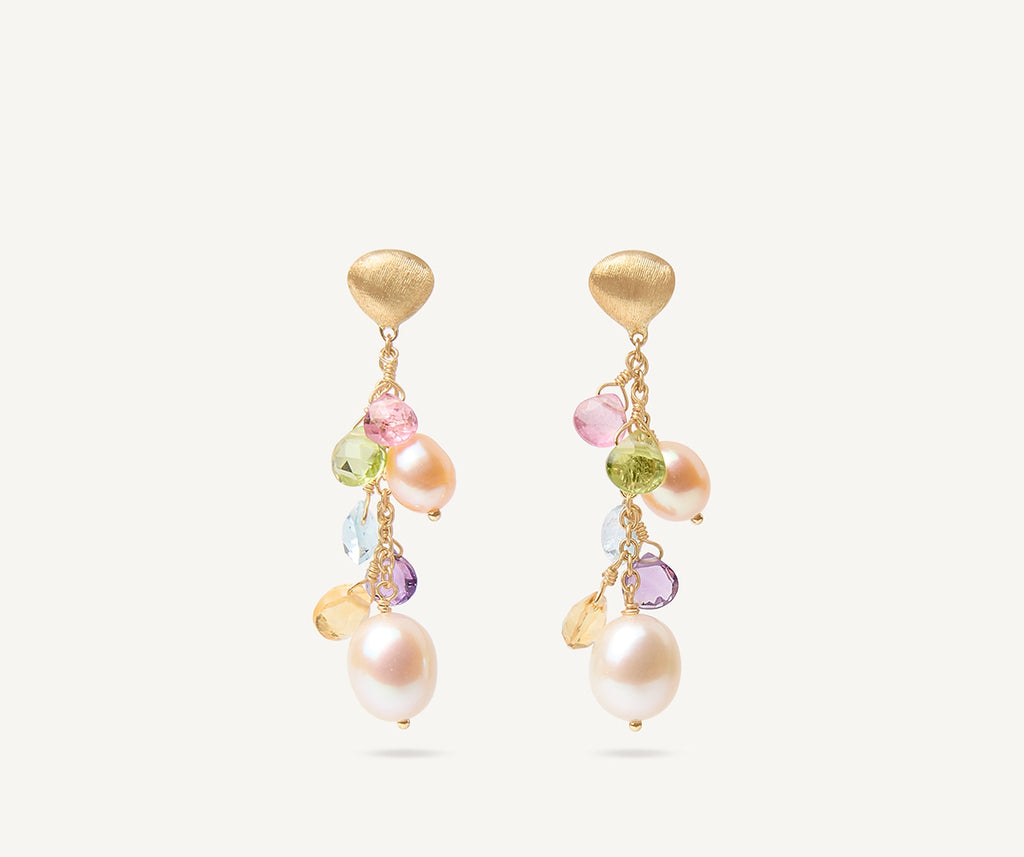PARADISE 18K Yellow Gold Gemstone Earrings with Freshwater Pearls OB1778_MIX114_Y_02