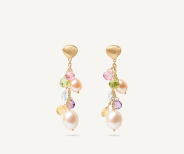 PARADISE 18K Yellow Gold Gemstone Earrings with Freshwater Pearls OB1778_MIX114_Y_02