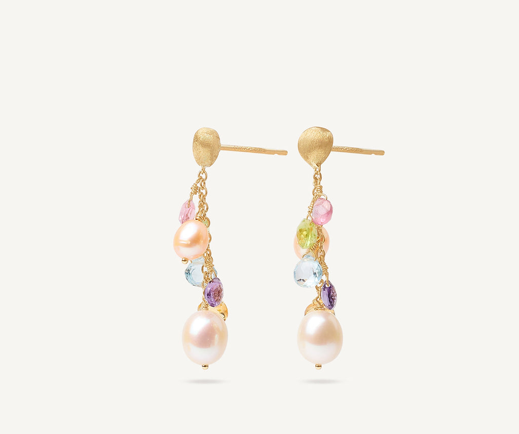 PARADISE 18K Yellow Gold Gemstone Earrings with Freshwater Pearls OB1778_MIX114_Y_02