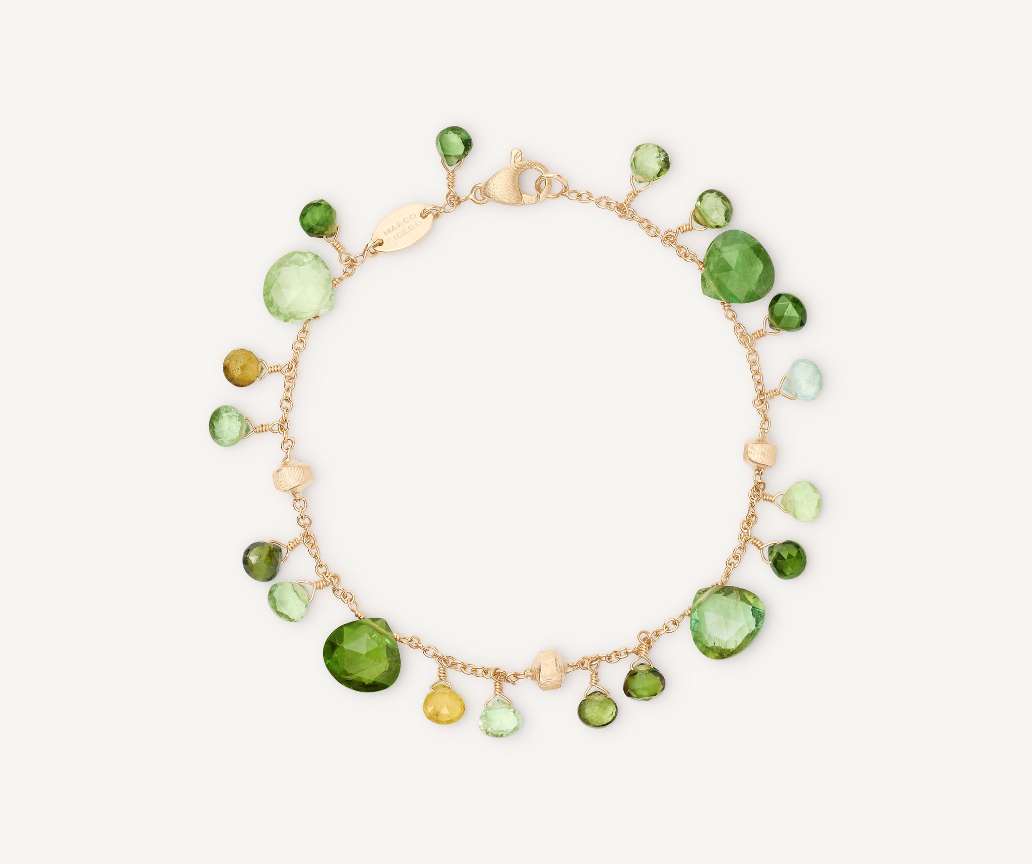 18K Yellow Gold Green Tourmaline Single-Strand Bracelet