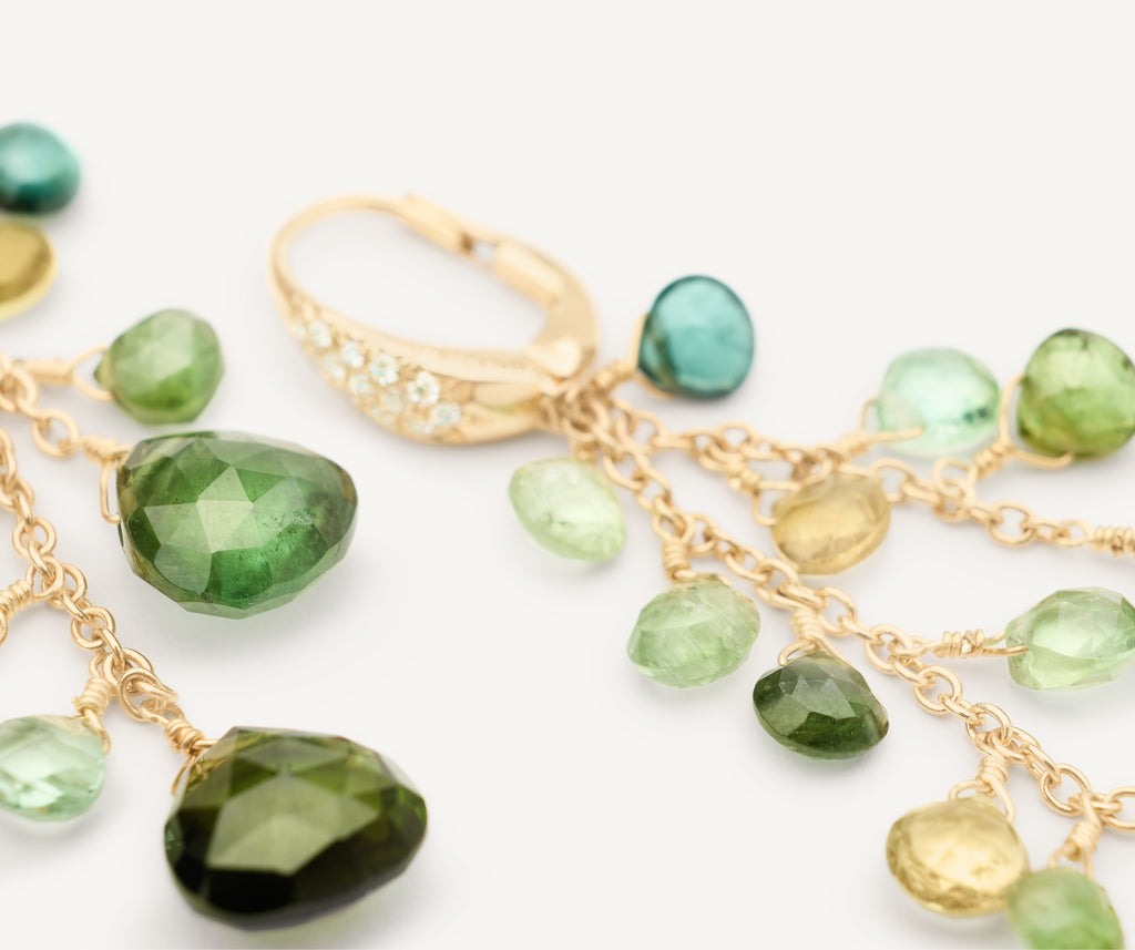 PARADISE 18K Yellow Gold Multi-Strand Green Tourmaline Earrings and Diamond Accent OB1753-MB_TV01_Y_02