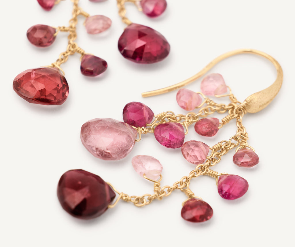 PARADISE 18K Yellow Gold Multi-Strand Pink Tourmalines Earrings OB1753-A_TR01_Y_02