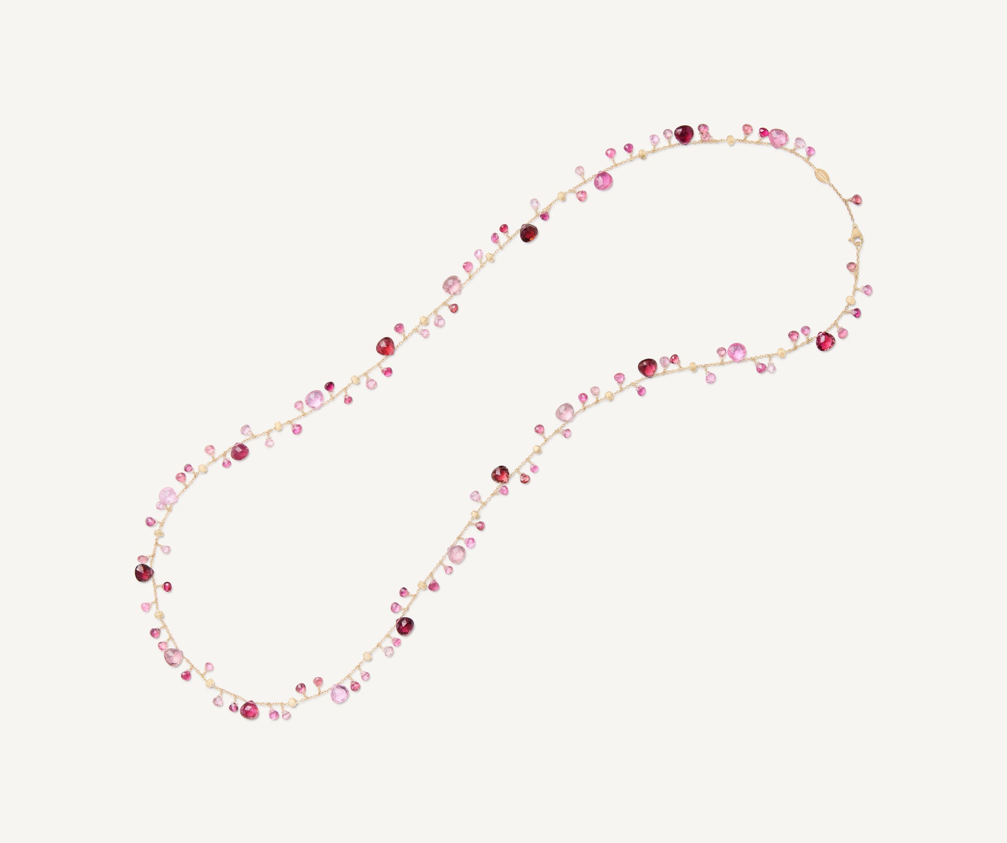 18K Yellow Gold Pink Tourmaline Necklace, 36