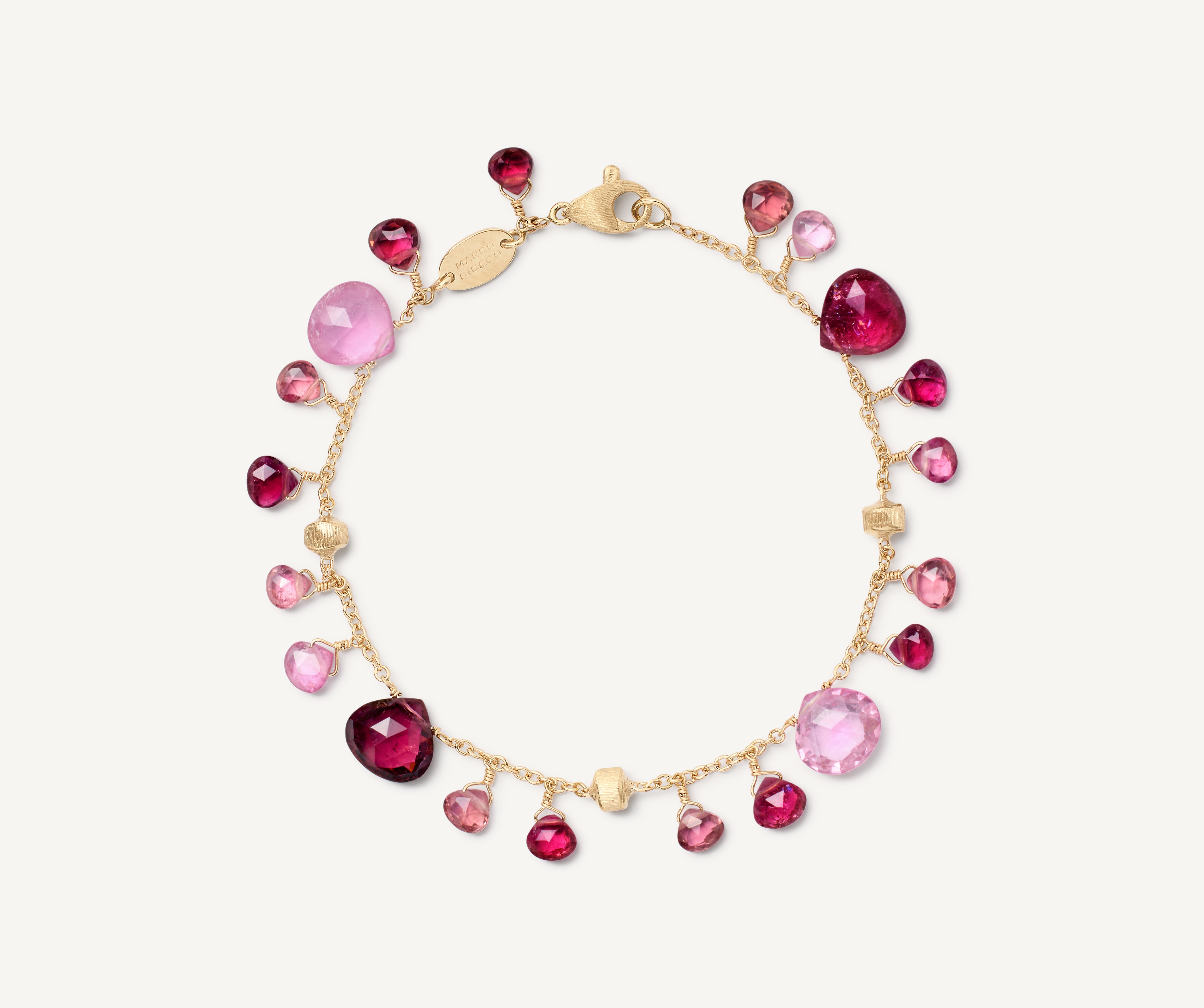 Stormy Dawn: Brazilian deals Pink Tourmaline and Labradorite Bracelet handcrafted in Golden Vermeil