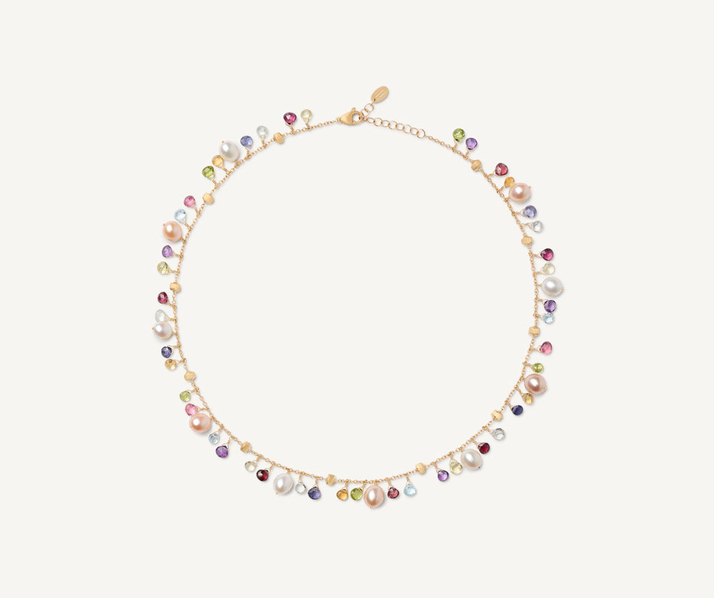 PARADISE 18K Yellow Gold Single-Strand Gemstone Necklace With Freshwater Pearls CB2584-E_MIX114_Y_02
