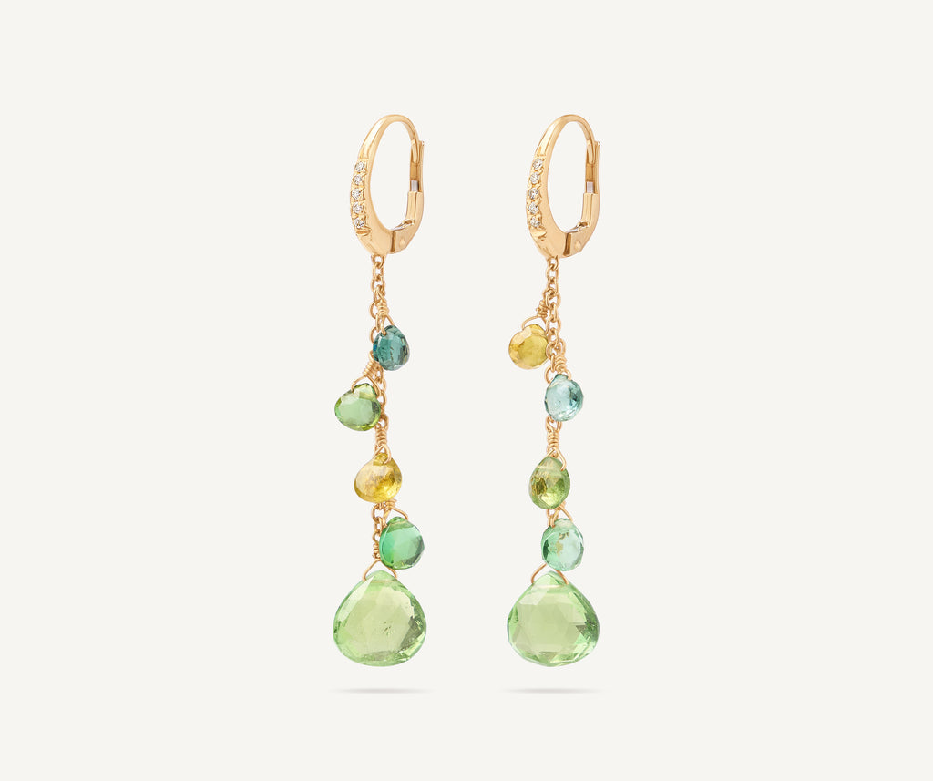 PARADISE 18K Yellow Gold Single-Strand Green Tourmaline Earrings and Diamond Accent OB1743-MB_TV01_Y_02