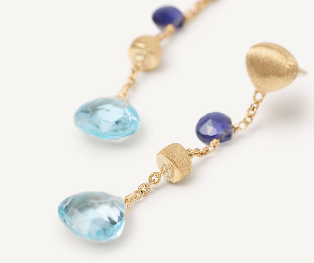 PARADISE 18K Yellow Gold Single-Strand Topaz & Iolite Earrings OB1554_MIX240_Y_02