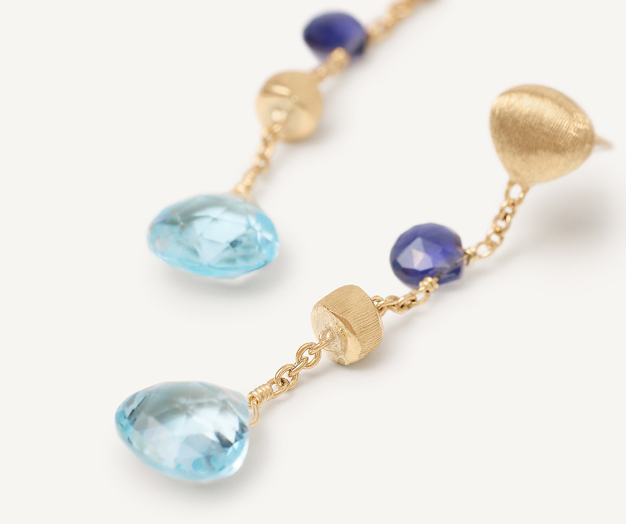 18K Yellow Gold Single-Strand Topaz and Iolite Earrings – Marco Bicego