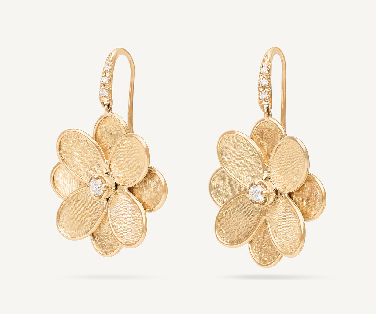 18K Yellow Gold Flower Drop Earrings with Diamonds – Marco Bicego