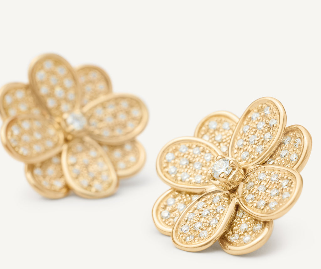 PETALI 18K Yellow Gold Flower Stud Earrings with Diamonds OB1678_B6_Y_02