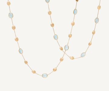 SIVIGLIA 18K Yellow Gold Aquamarine & Gold Long Necklace, Large Bean CB1624_AQ01_Y_02