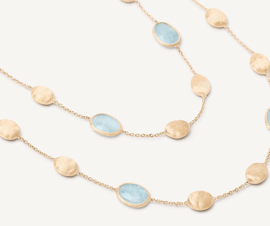 SIVIGLIA 18K Yellow Gold Aquamarine & Gold Long Necklace, Large Bean CB1624_AQ01_Y_02