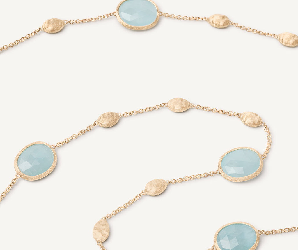 SIVIGLIA 18K Yellow Gold Aquamarine & Gold Long Necklace, Small Bean CB2654_AQ01_Y_02