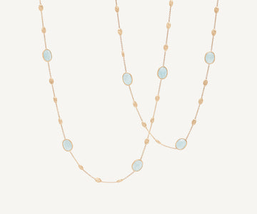 SIVIGLIA 18K Yellow Gold Aquamarine & Gold Long Necklace, Small Bean CB2654_AQ01_Y_02