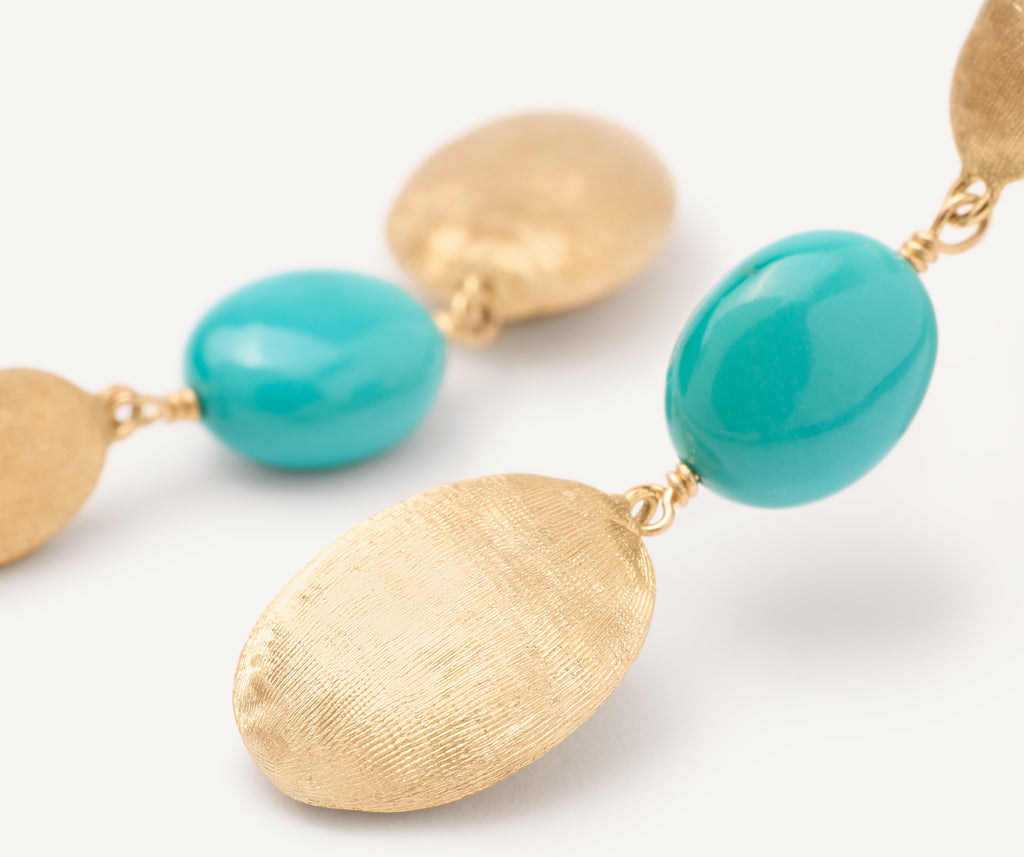SIVIGLIA 18K Yellow Gold Drop Earrings with Turquoise OB1857_TU01_Y_02
