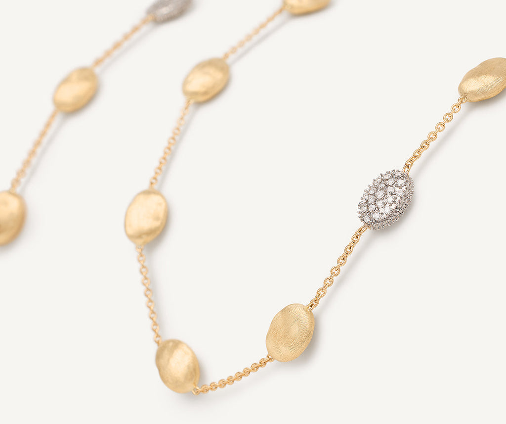 SIVIGLIA 18K Yellow Gold Gold & Diamond Large Bean Long Necklace CB1752_B_YW_Q6