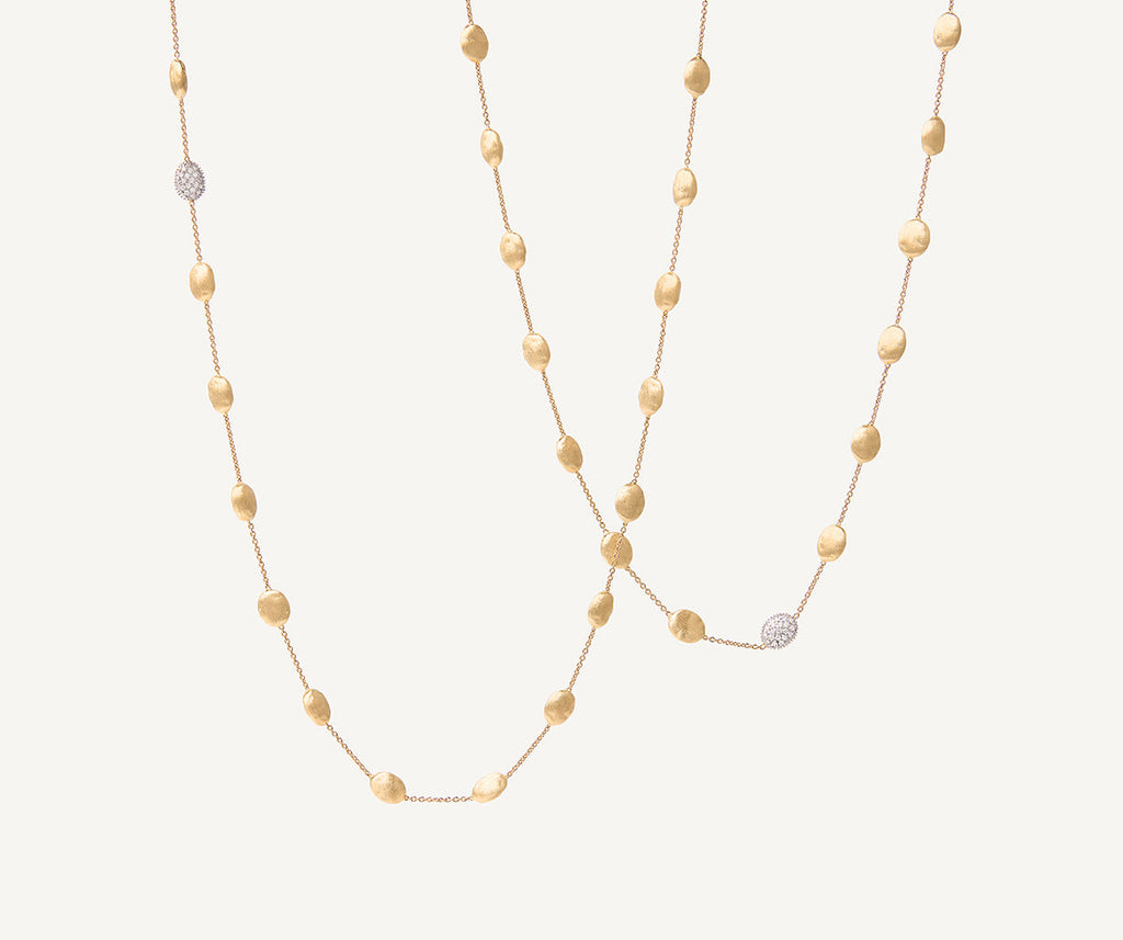 SIVIGLIA 18K Yellow Gold Gold & Diamond Large Bean Long Necklace CB1752_B_YW_Q6
