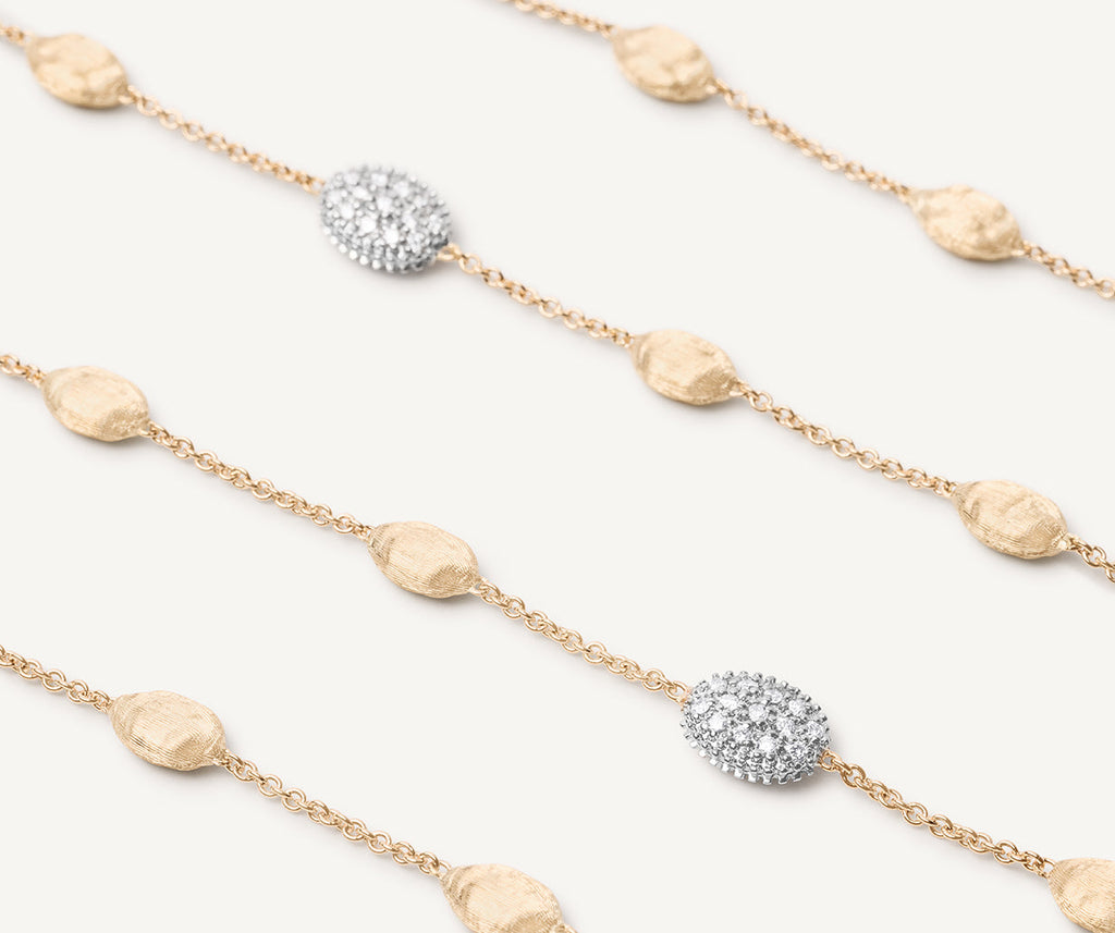 SIVIGLIA 18K Yellow Gold Gold & Diamond Small Bean Long Necklace CB1843_B_YW_Q6