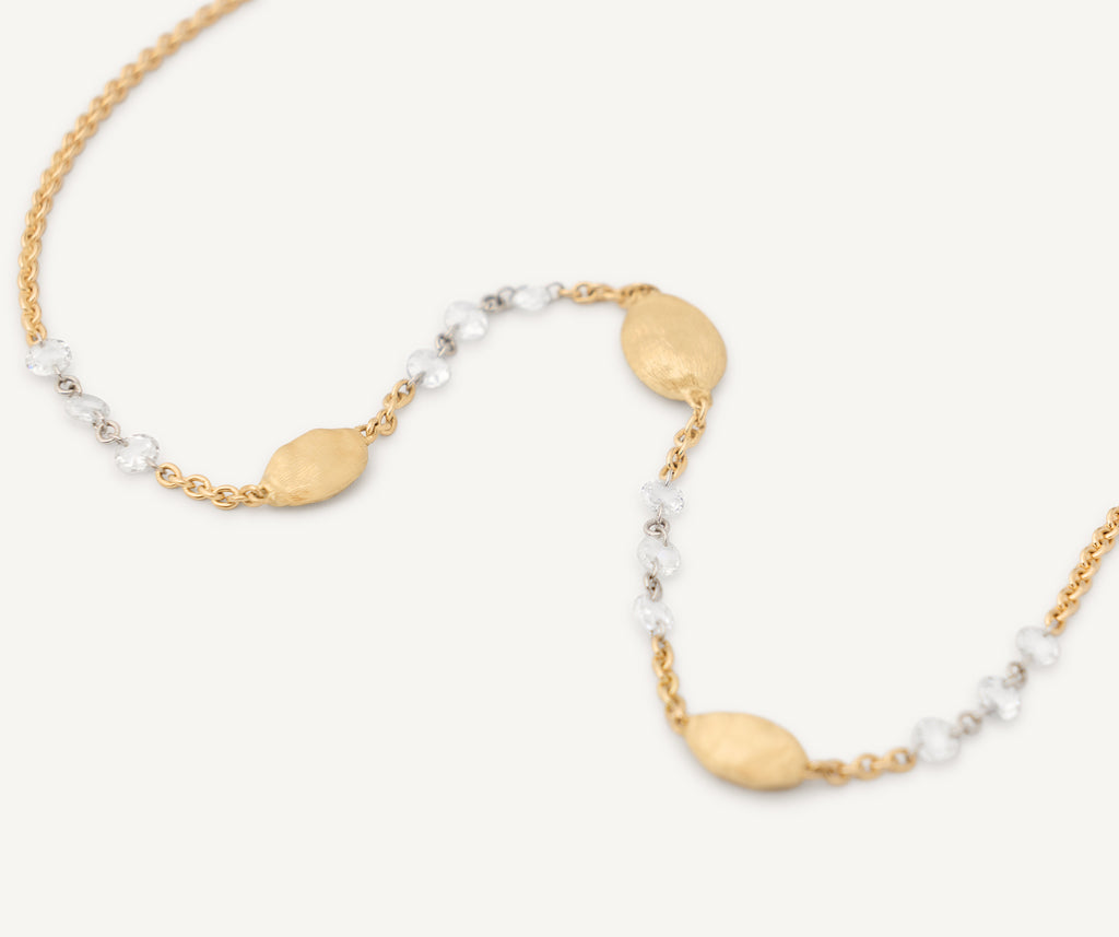 SIVIGLIA 18K Yellow Gold Lightweight Beaded Necklace with Diamonds CB2882_B_Y_02