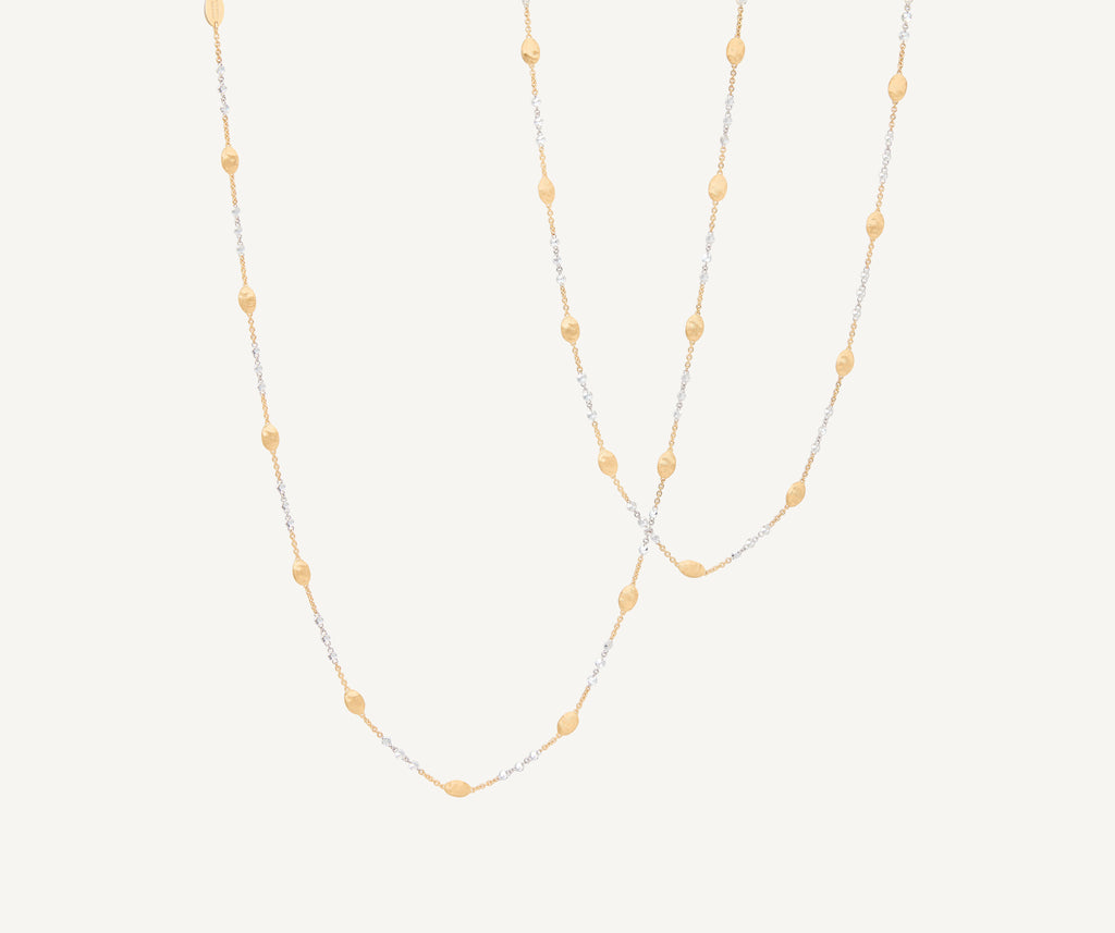 SIVIGLIA 18K Yellow Gold Long Beaded Necklace with Diamonds CB2876_B_Y_02