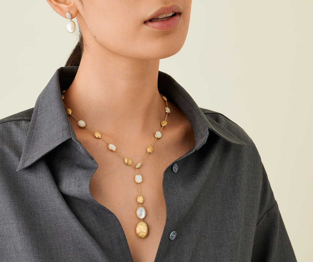 SIVIGLIA 18K Yellow Gold Mother of Pearl & Gold Lariat CB2653-B_MPW_Y_02