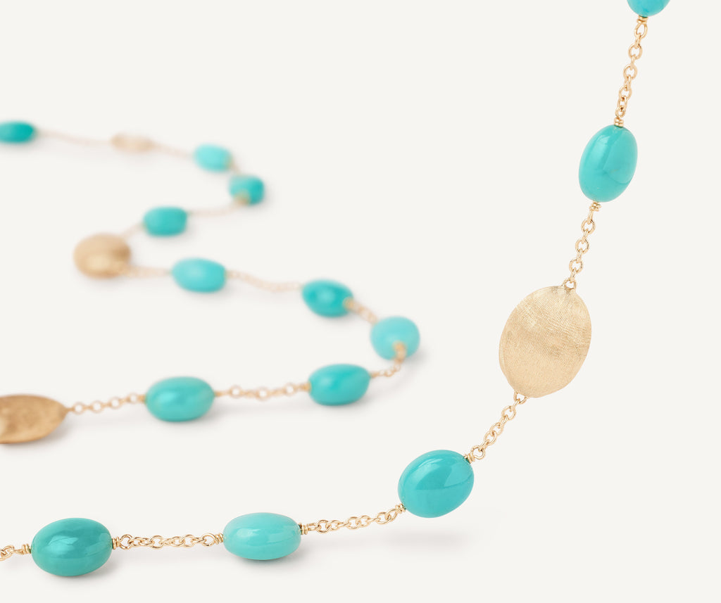 SIVIGLIA 18K Yellow Gold Necklace with Turquoise, Long CB2770_TU01_Y_02