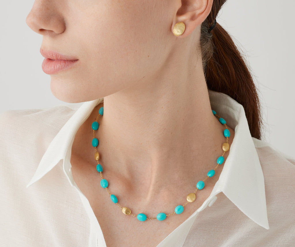 SIVIGLIA 18K Yellow Gold Necklace with Turquoise, Short CB2769_TU01_Y_02