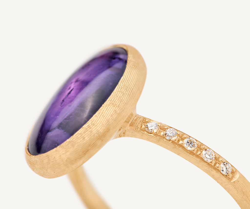 SIVIGLIA 18K Yellow Gold Siviglia Color Amethyst Ring with Diamonds