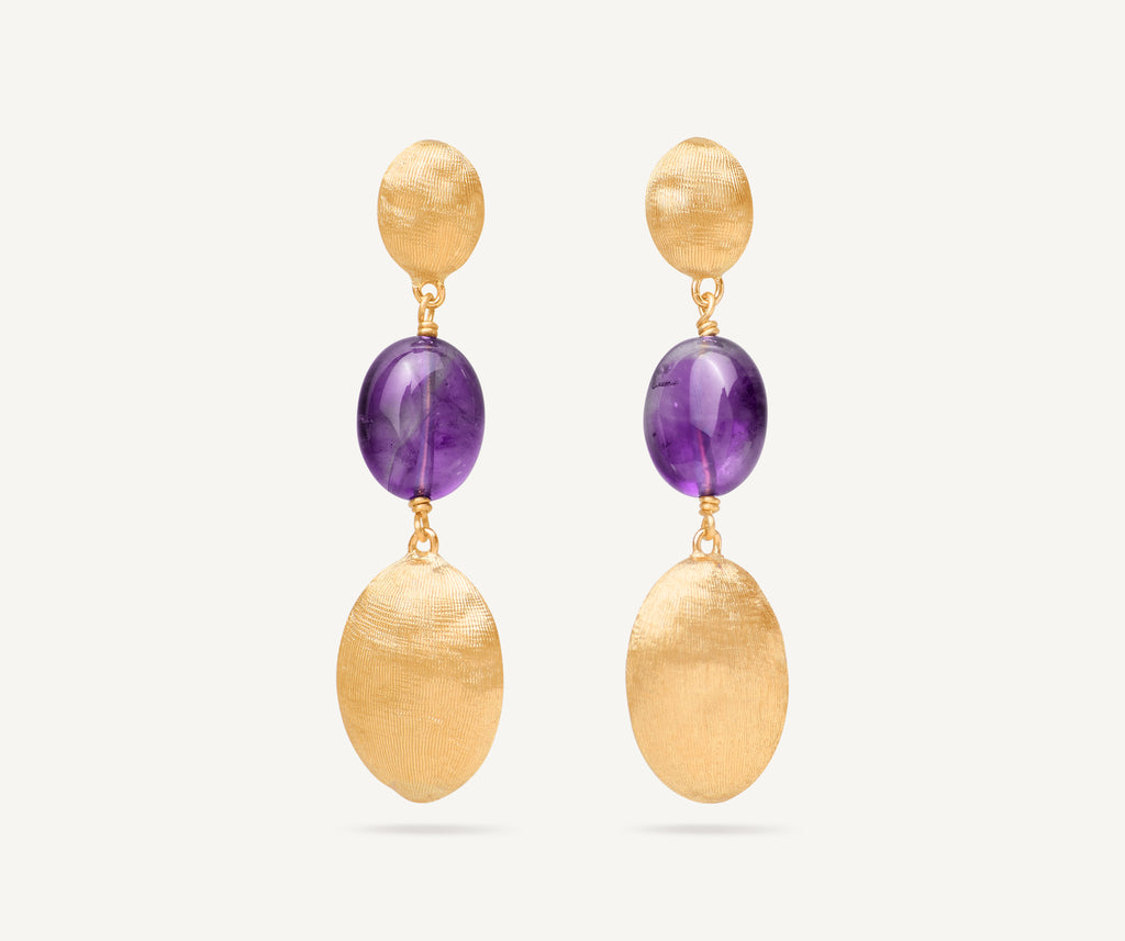 SIVIGLIA 18K Yellow Gold Siviglia Color Amethyst Three Drop Earring OB1857_AT01_Y_02
