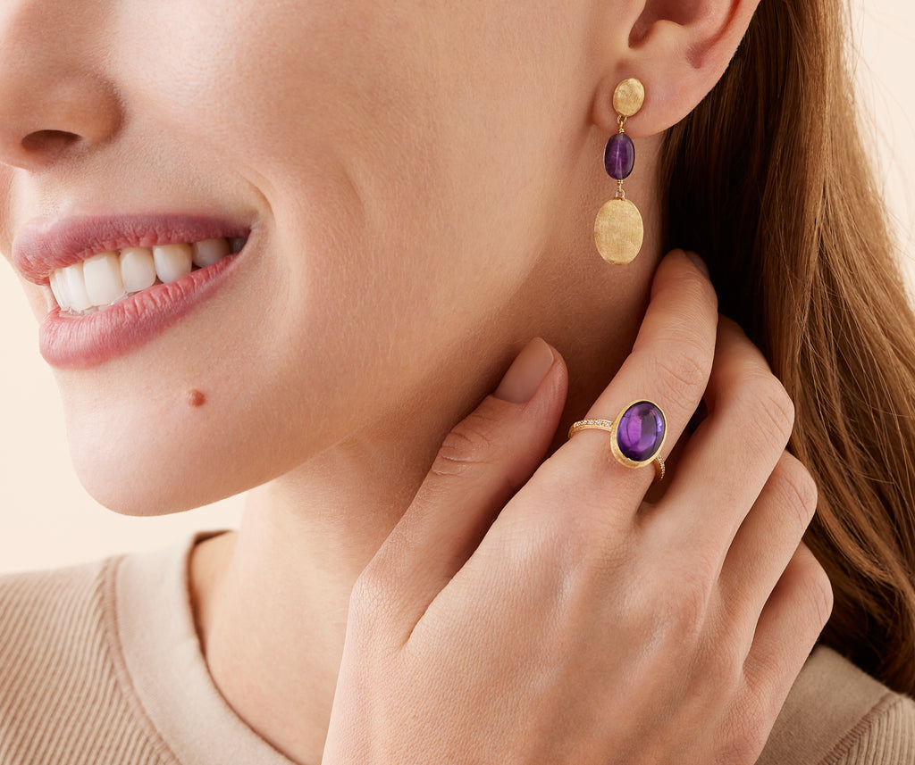 SIVIGLIA 18K Yellow Gold Siviglia Color Amethyst Three Drop Earring OB1857_AT01_Y_02
