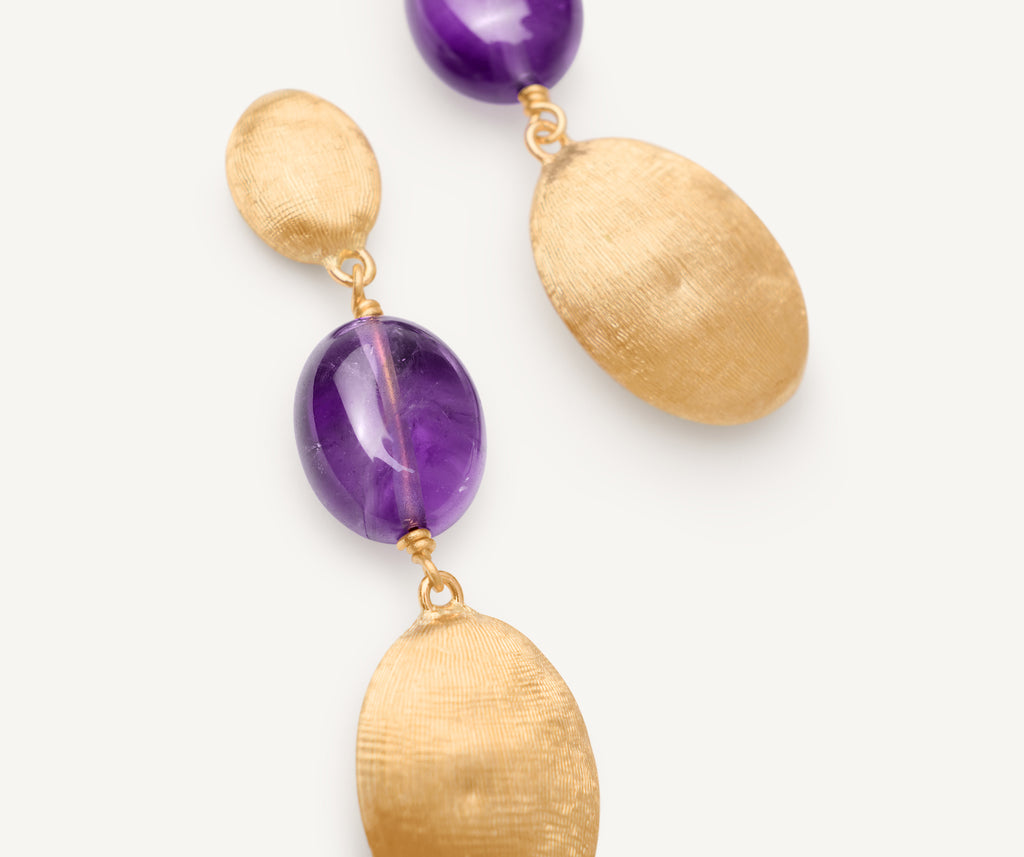 SIVIGLIA 18K Yellow Gold Siviglia Color Amethyst Three Drop Earring OB1857_AT01_Y_02