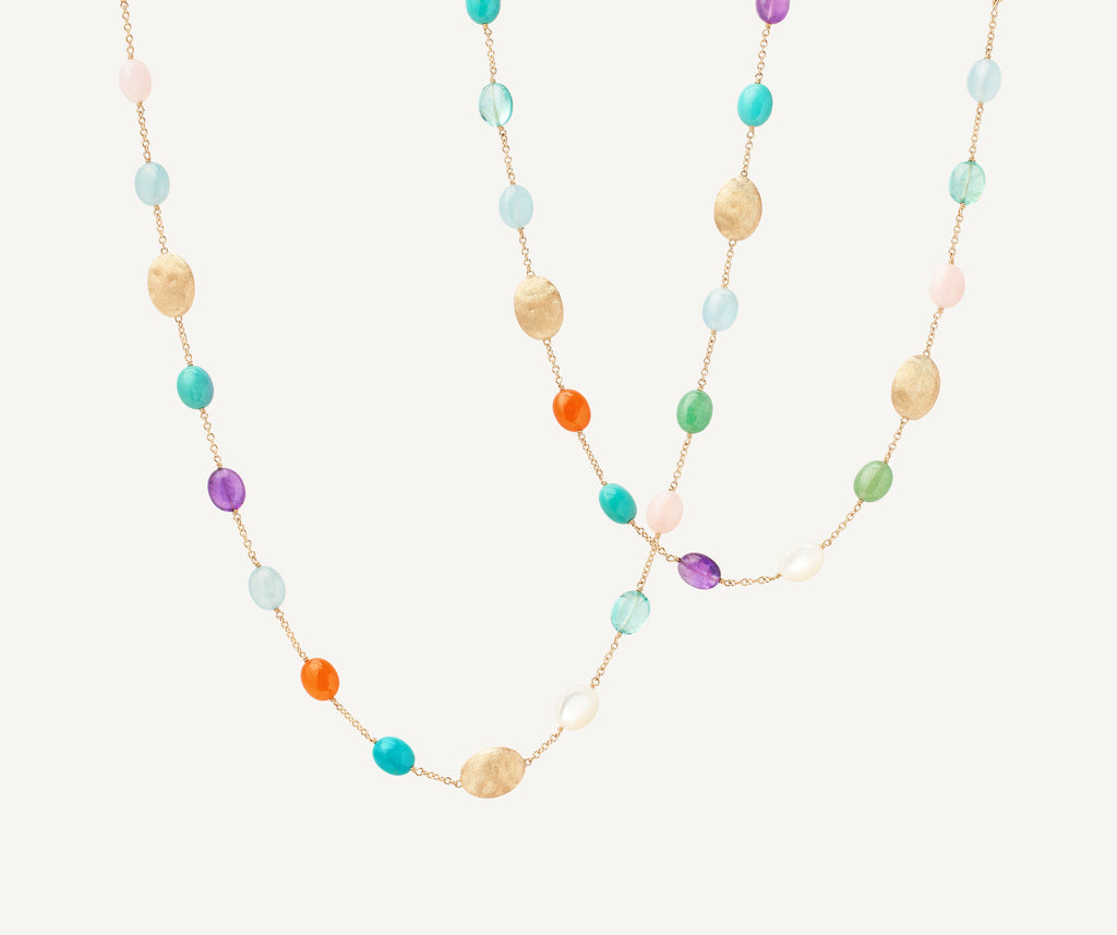 SIVIGLIA 18K Yellow Gold Siviglia Color Mixed Stone Long Necklace CB2770_MIX_Y_02