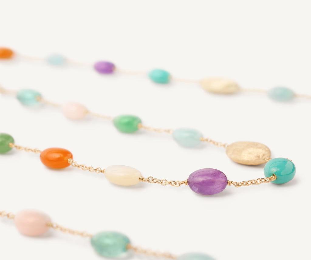 SIVIGLIA 18K Yellow Gold Siviglia Color Mixed Stone Long Necklace CB2770_MIX_Y_02