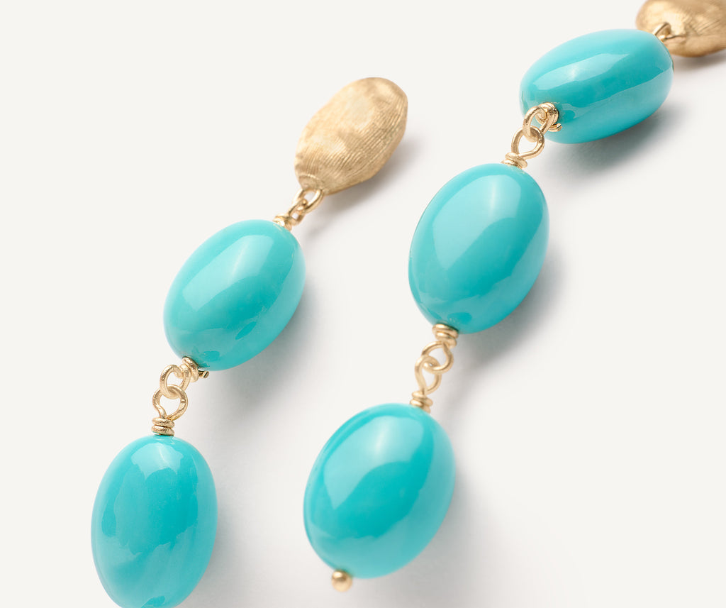 SIVIGLIA 18K Yellow Gold Statement Earrings with Turquoise OB1856_TU01_Y_02