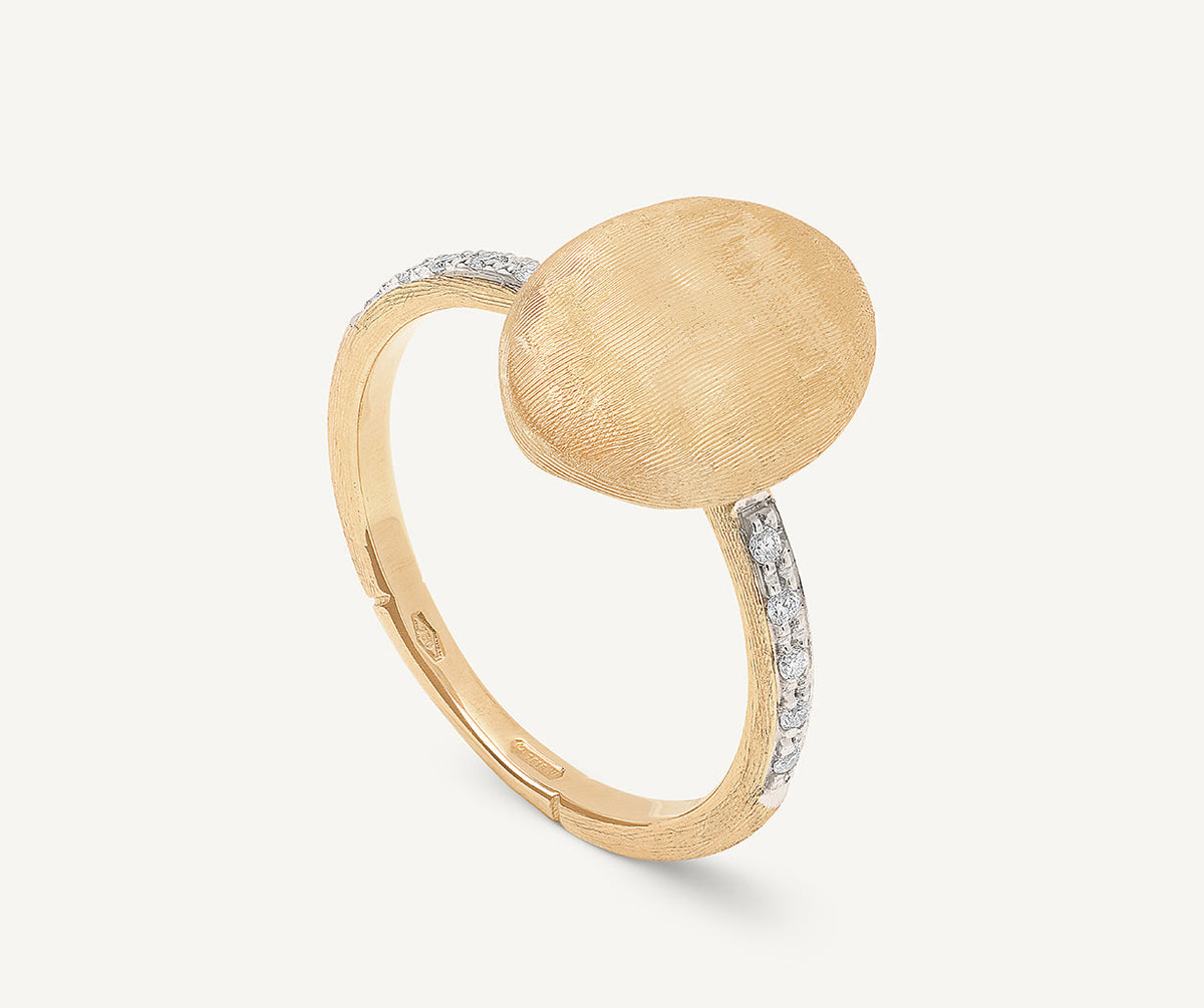 18K Yellow Gold Oval Ring with Diamonds – Marco Bicego