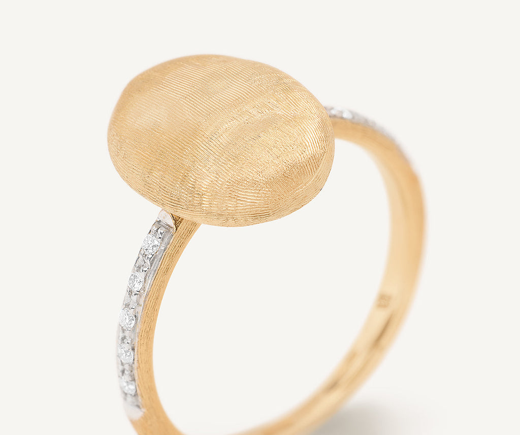 SIVIGLIA 18K Yellow Gold Vertical Ring with Diamonds
